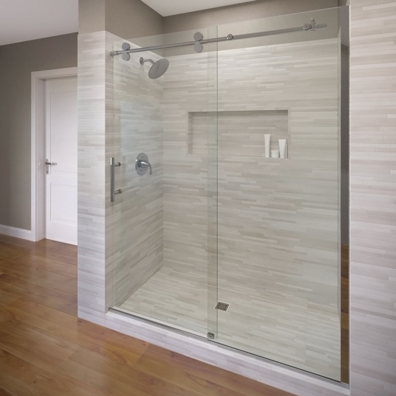 Basco 47" x 76" Single Sliding Fixed Panel Shower Door Wayfair